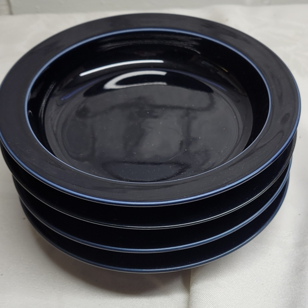 Set of 4 Dansk Bistro Cobalt Blue Rimmed Soup Bowls